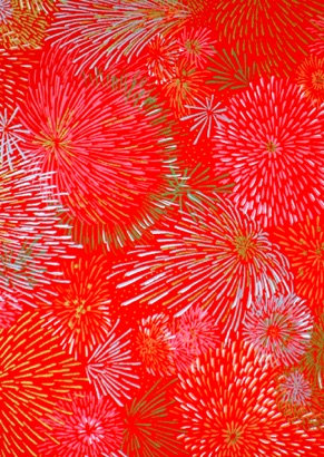 
Fireworks on red