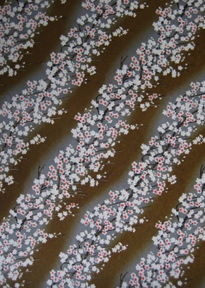 
Trails of White Cherry Blossoms 
on gray and brown