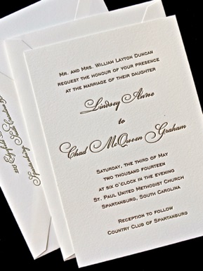 
Letterpressed Wedding 
Invitation suite