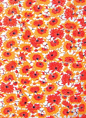 
Chrysanthemum Brocade
red and orange on white